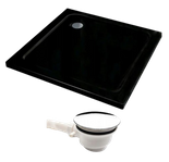 Brodzik slim kwadratowy czarny 90x90 akryl + syfon 23178192