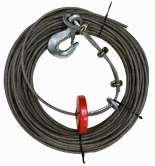 Lina stalowa 6mm, 60m, splot 18x7-WSC, Hak, obciążnik, zaciski kabłakowe, kausza 28883124